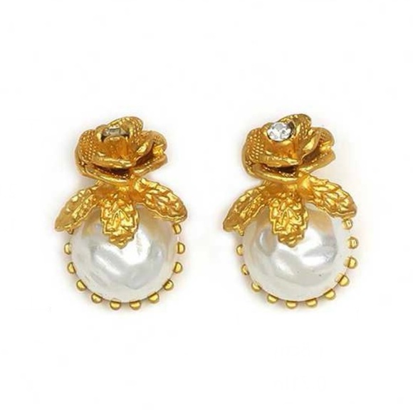 “Parisian Rose Pearl” Gingham Petals Crater Dent Moon Surface French Palace Stud - Picture 16 of 16